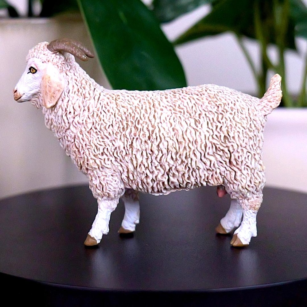 Angora Goat Farm Animal Figurine - Hand Painted Farm Animal Toy Action Figure - Picture 3 of 15